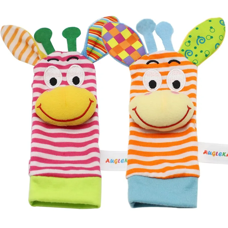 R 2pcs kid sock Высокое качество 2/комплект из 4 предметов для малышей, игрушка-погремушка на запястье носки с изображениями животных Детские носки с забавными мультяшными рисунками с упаковкой для продажи в розницу 20% Off - Цвет: R 2pcs kid sock