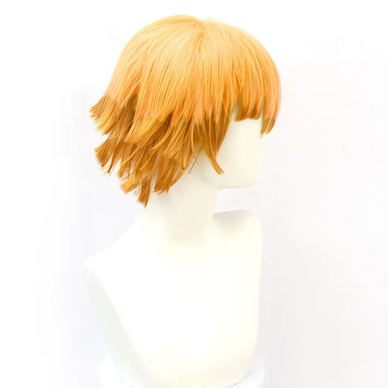 LANLAN Demon Slayer Cosplay wig Dogs Eating Bangs Yellow Gradual Soil Orange Short hair High temperature fiber |