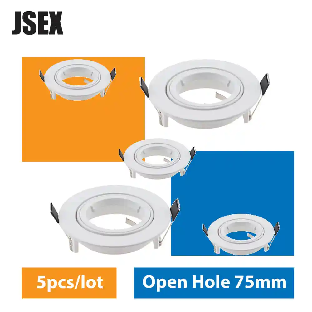 

5PCS Housing Spotlight Frame Cutout 75mm Round Adjustable Recessed LED Ceiling GU10 MR16 Fitting Living Room