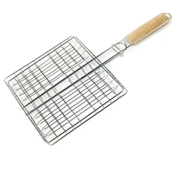 1 pcs reusable bbq grill mat foldable wire grid rack grilling basket for outdoor garden barbecue cooking tool