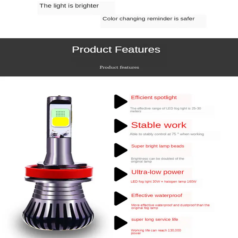 Автомобильные аксессуары светодиодная двухцветная лампа для противотуманной
