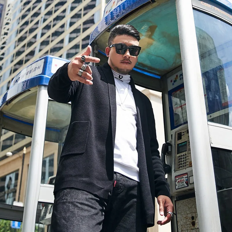 Мужской кардиган свободного покроя Осенний длинный свитер размеры 7XL