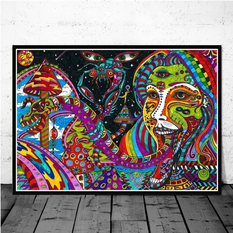 Акриловая абстрактная картина с кислотой Lsd психоделический черный свет плакат