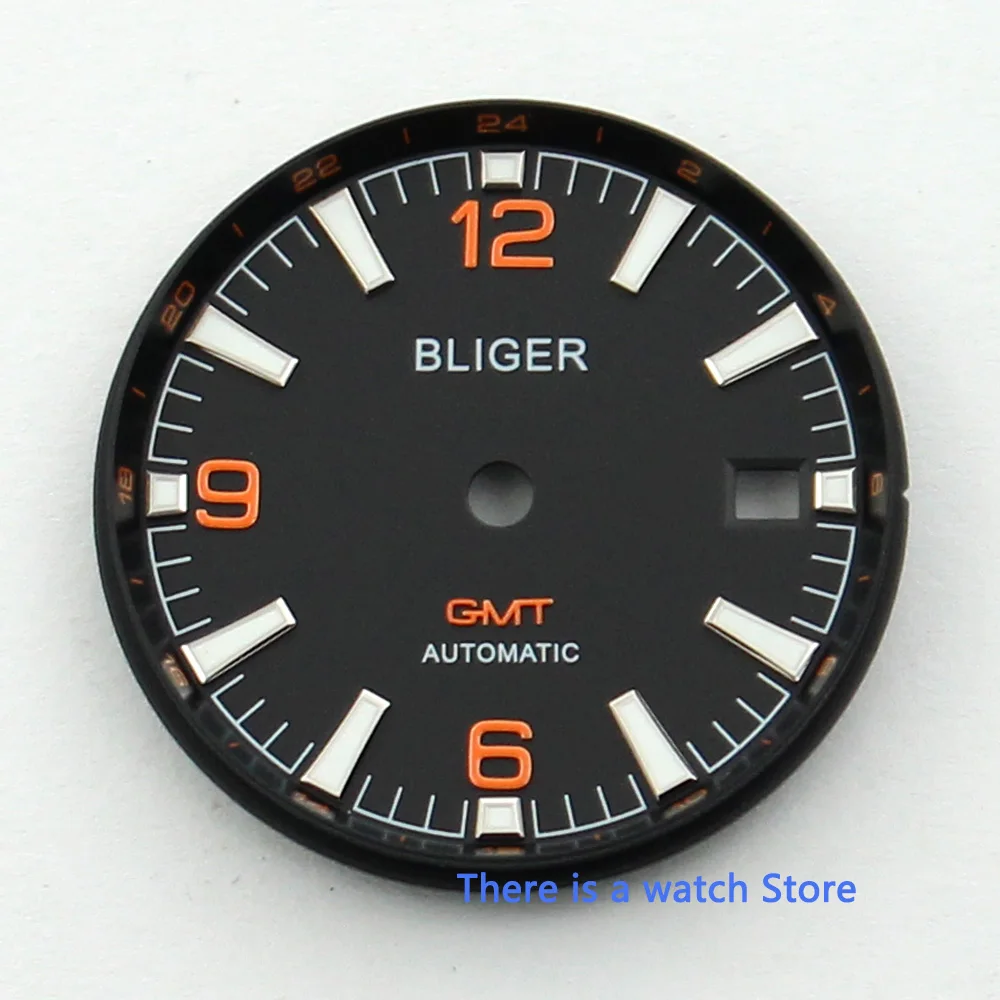 Bliger 31 мм Циферблат для часов MINGZHU 3804 GMT автоматическое движение с окошком
