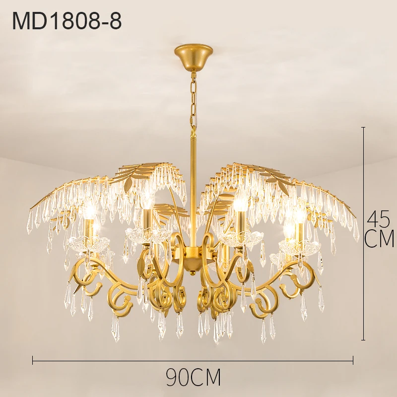 8lights Креативный светодиодный хрустальный канделябр, золотые листья, арт-деко, домашнее освещение для гостиной, детской спальни, бара, современная кухонная Подвесная лампа - Цвет абажура: 8lights
