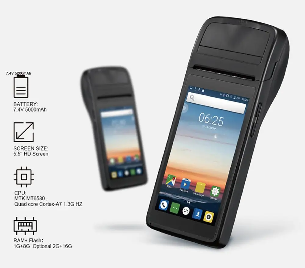 TEKLEAD Android Handheld Mobile POS with 58mm Thermal Printer NFC Bluetooth WIFI 4G Terminal |