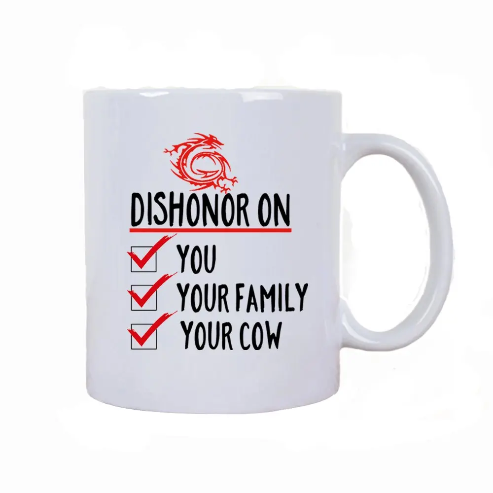 11 унц. белая кружка Dishonor на вас ваша семья ваша корова белая керамическая кофейная кружка