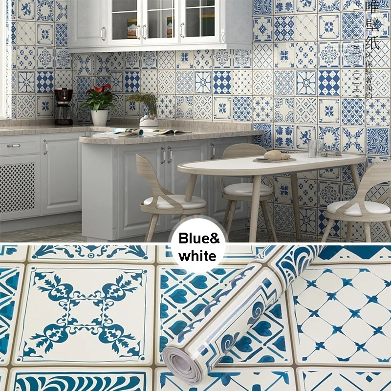 

6m vinyl Roll wallpaper Boho Style Waterproof Self Adhesive Wallpaper Kitchen Bathroom Wall Decor Oil proof contact paper
