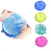 6pcs silicone stretch lids reusable food packaging fresh keeping cover bowl pot microwave lid dish cover kitchen accessories