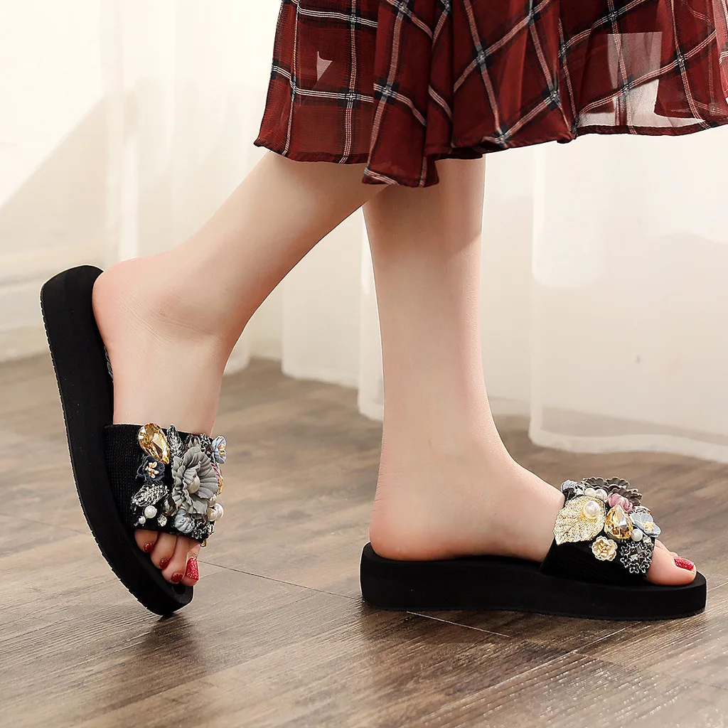 2020 г. женские шлепанцы в богемном стиле Летняя Пляжная повседневная обувь с