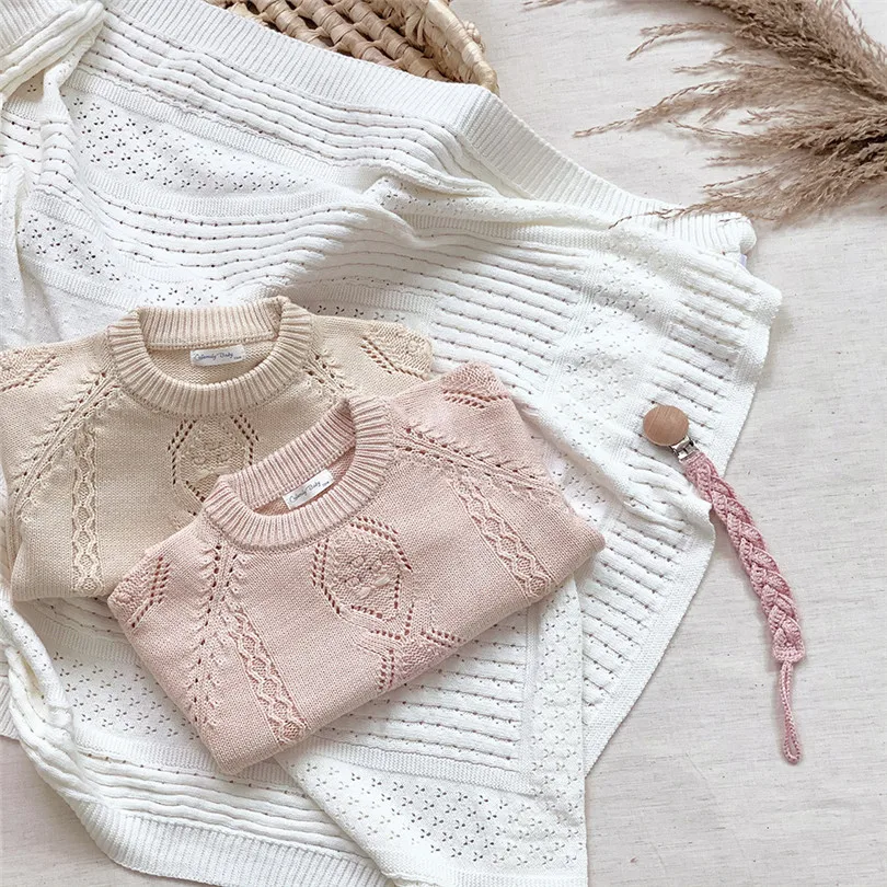 

Knit Children Sweater Autumn Spring Girls Sweater Pullover Cotton Hollow Out Baby Pullover Tops For Girl Toddler Girl Jumper