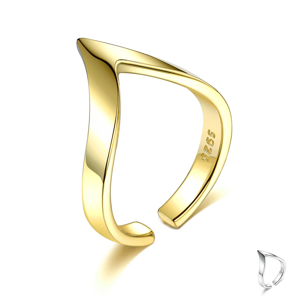 

SILVERHOO Authentic 925 Sterling Silver Wave Geometric Open Adjustable Rings For Women Wedding Engagement Fine Jewelry New