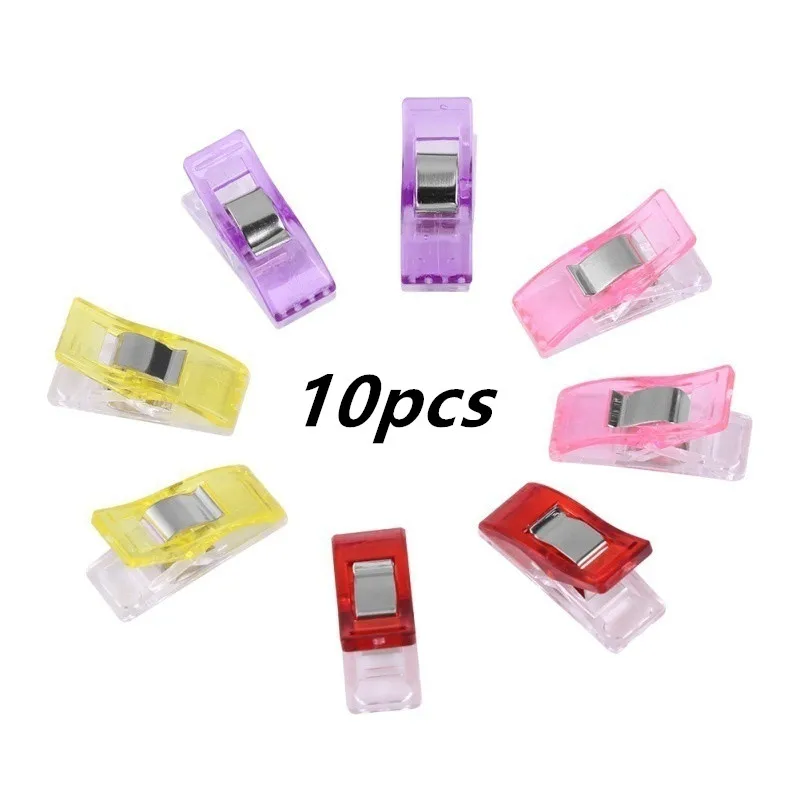 10pcs-S 10/20 штук Пластик рукоделие 2 размерная застежка ткань связывания зажимы для лоскутное шитье Вязание(разные цвета - Цвет: 10pcs-S
