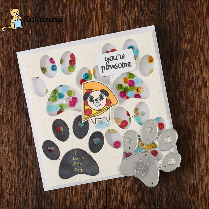 Kokorosa Dog Paw Love металлические Вырубные штампы Скрапбукинг для изготовления