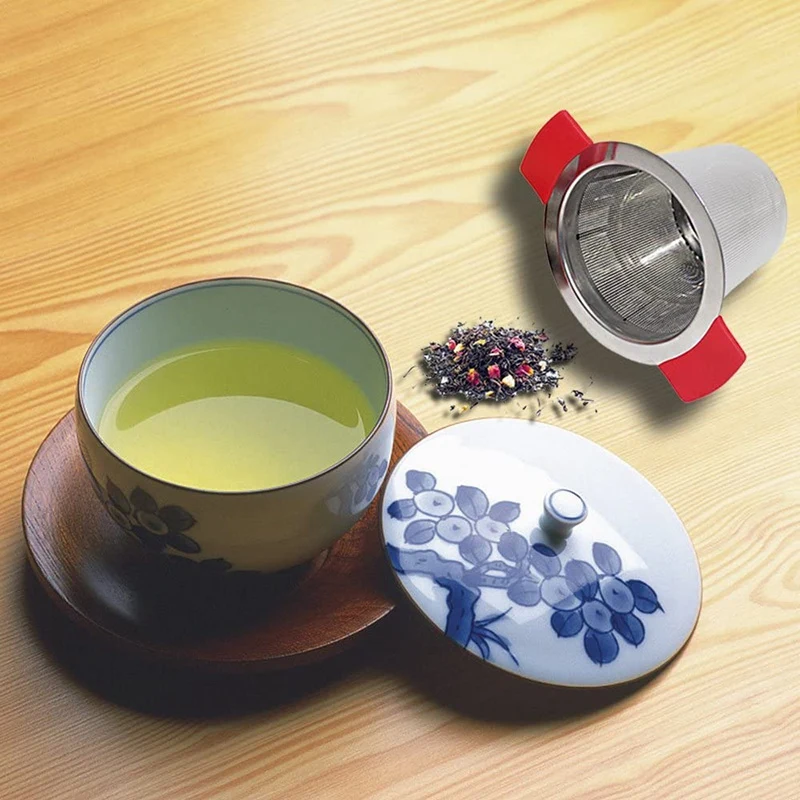 304 Stainless Steel Tea Maker & Silicone Double Handle Source Ton Loose Leaf Mesh Sieve for Hanging on Teapots Mug to Steep | Дом и сад