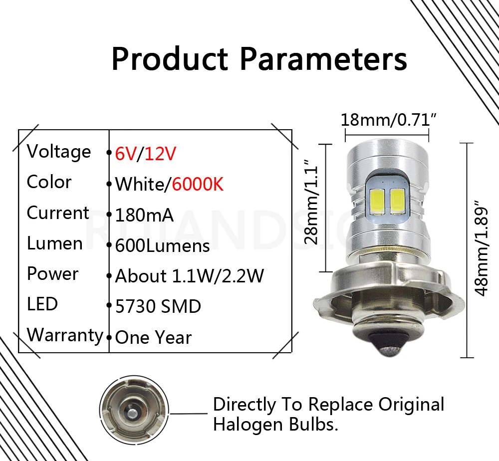 1 шт. мотоцикл P26S светодиодный 5730 12smd Мотоцикл головной светильник лампочка 600LM 6000K
