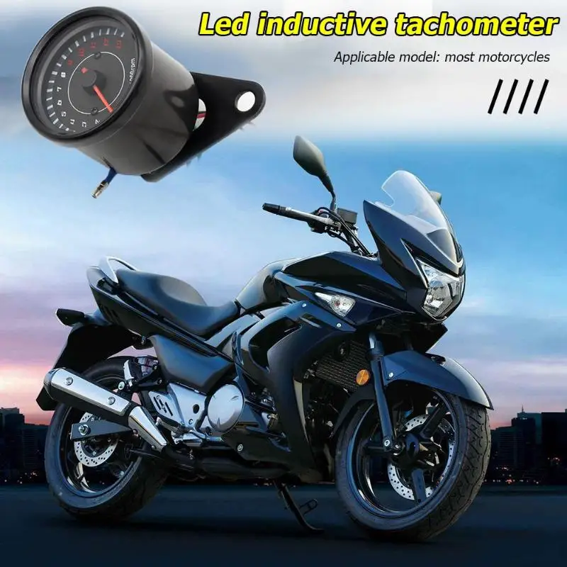 Светодиодный Тахометр для мотоцикла с подсветкой 0-13000 Tach RPM Gauge Rev счетчик