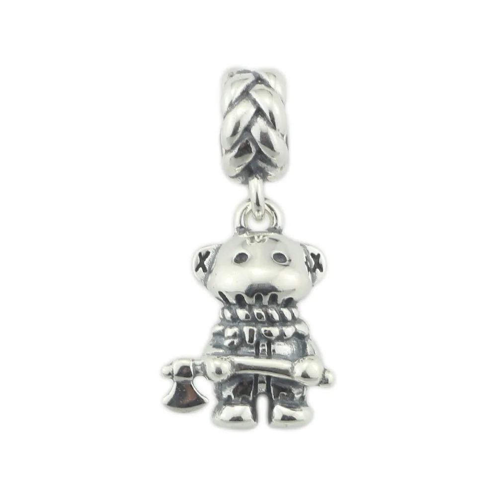 S925 серебро медведь подвеска в виде топора Шарм Подходит оригинальный браслет