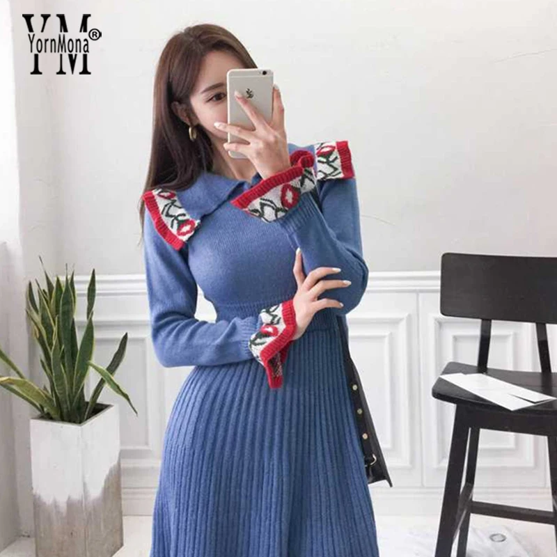 Йорнмона корейская мода воротник в виде листа лотоса винтажное Черное