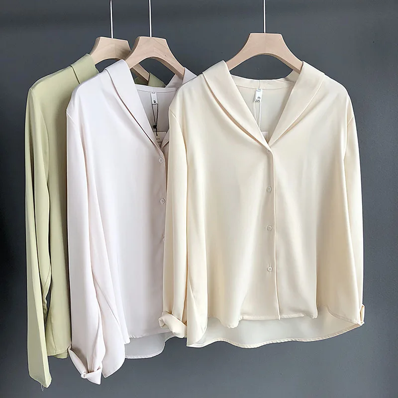 Женская шифоновая блузка с длинным рукавом весна 2020 новинка корейская тонкие