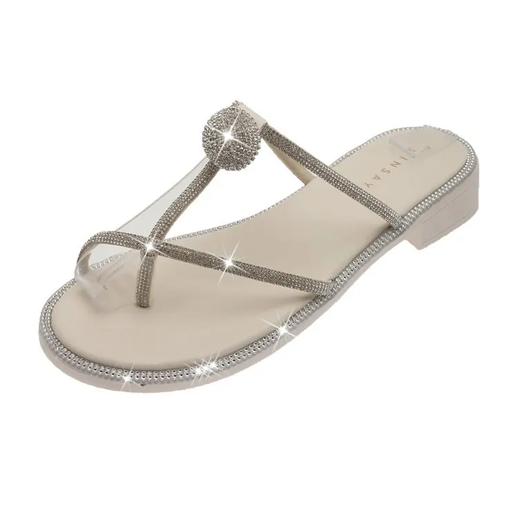 

Ladies Shoes casual sandals women 2021 summer new Korean version of rhinestone cross sandals flat sandals and slippers women