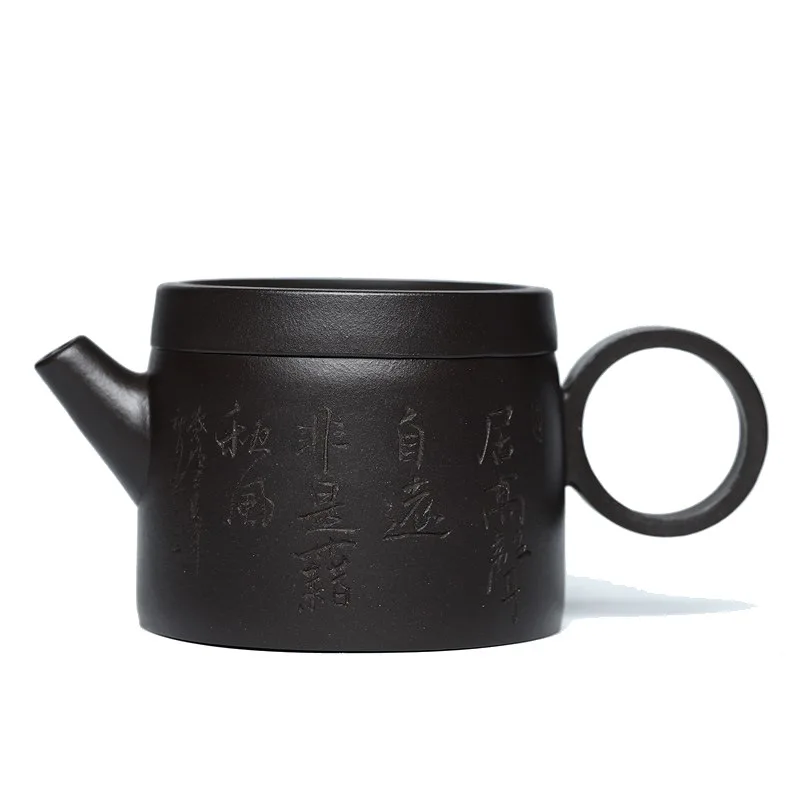 

Yixing Zisha teapot raw ore black mud hand painted square round elegant bamboo pot Japanese tea pot tea set