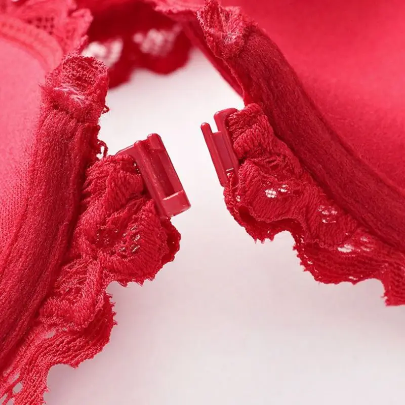 

FITWEE Backless Bra Set Sexy Women Lace Underwear Sets Front Closure Solid Color French Style Lingerie Two Piece Suits