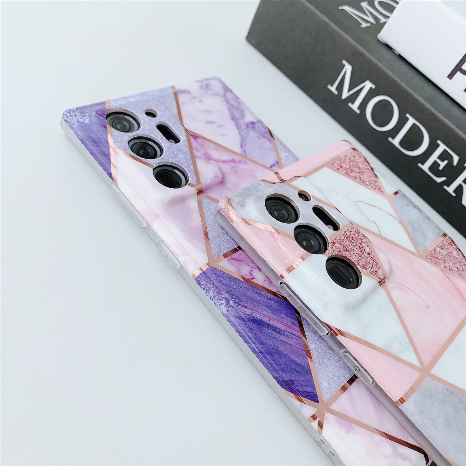 Для Samsung Note 20 Ультратонкий чехол с мраморной отделкой Блестящий бампер в полоску
