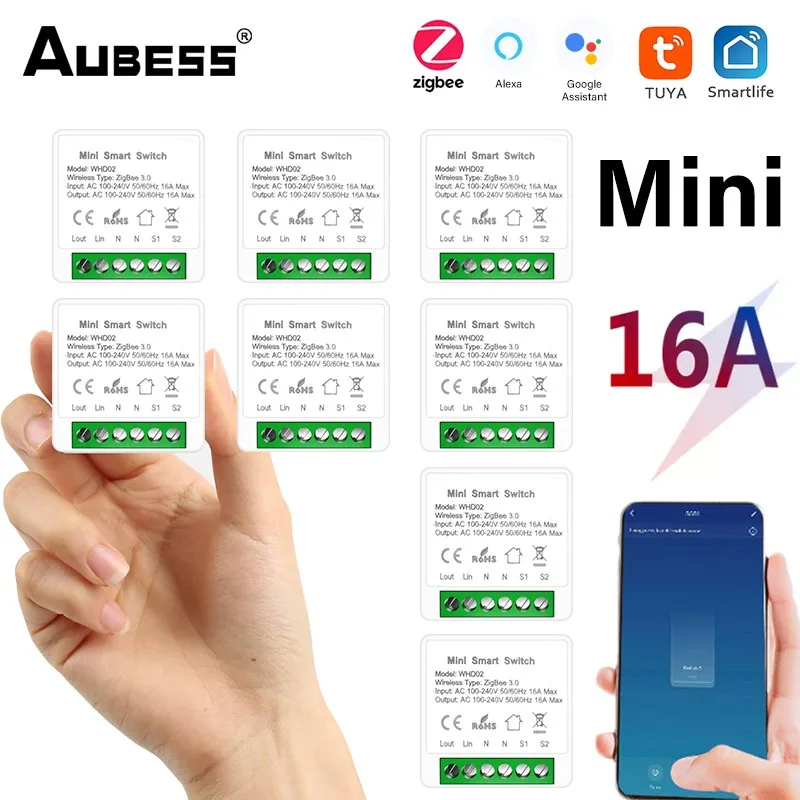 

Умный мини-переключатель ZigBee с поддержкой Wi-Fi, поддержка 2-стороннего управления, универсальный модуль для умного дома, работает с приложени...
