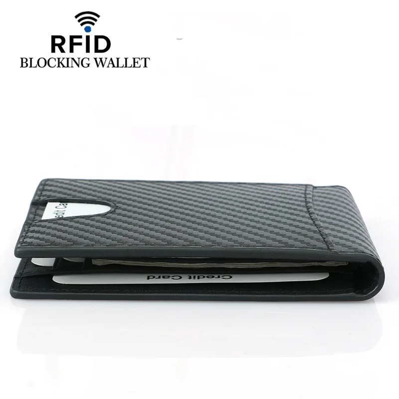 Мужские кошельки Rfid из углеродного волокна модные брендовые короткие маленькие
