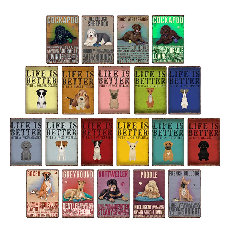 

Металлический знак для собаки, плакат для щенка, настенная живопись, декор для зоомагазина