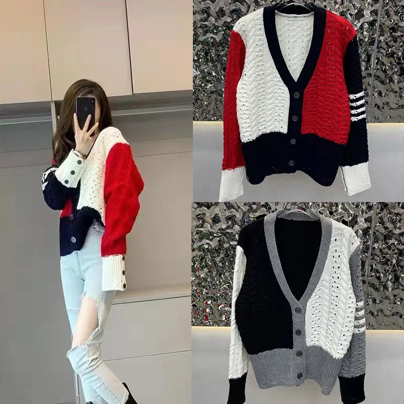 

TB Autumn and Winter New Vintage Patchwork Women Cardigan Sweater Kawaii Y2k Streetwear Women's Sweatshirt Women's Clothing 2021