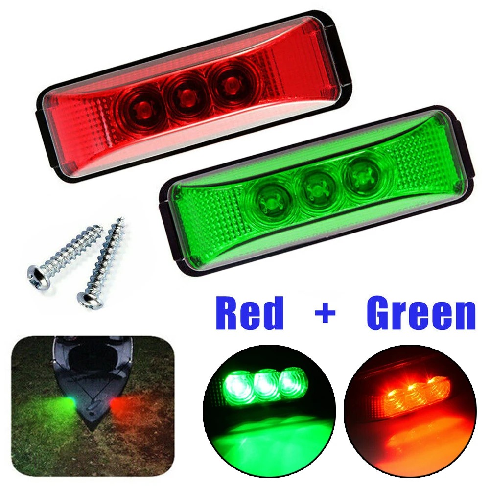 

1 W Light 12V 2pcs Deck Waterproof LED Navigation Lights Oval Red+Green