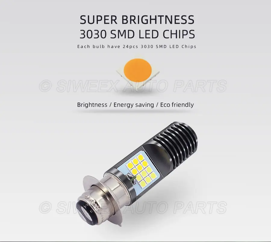 1 шт. мотоциклетная фара PX15D H4 BA20D Led 24 SMD 3030 ATV Мотоцикл Скутер лампы желтые белые