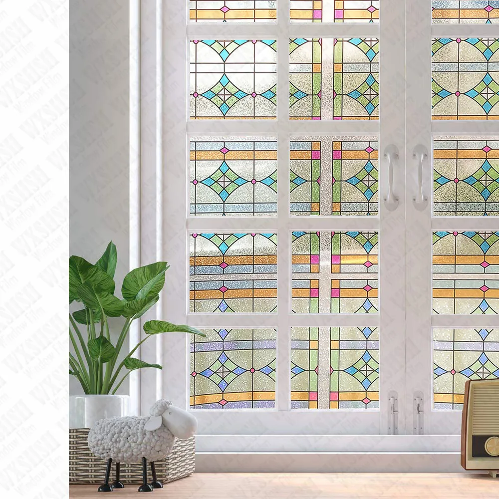 Декоративная оконная пленка 3/5 м наклейка из витражного стекла съемная Солнечная
