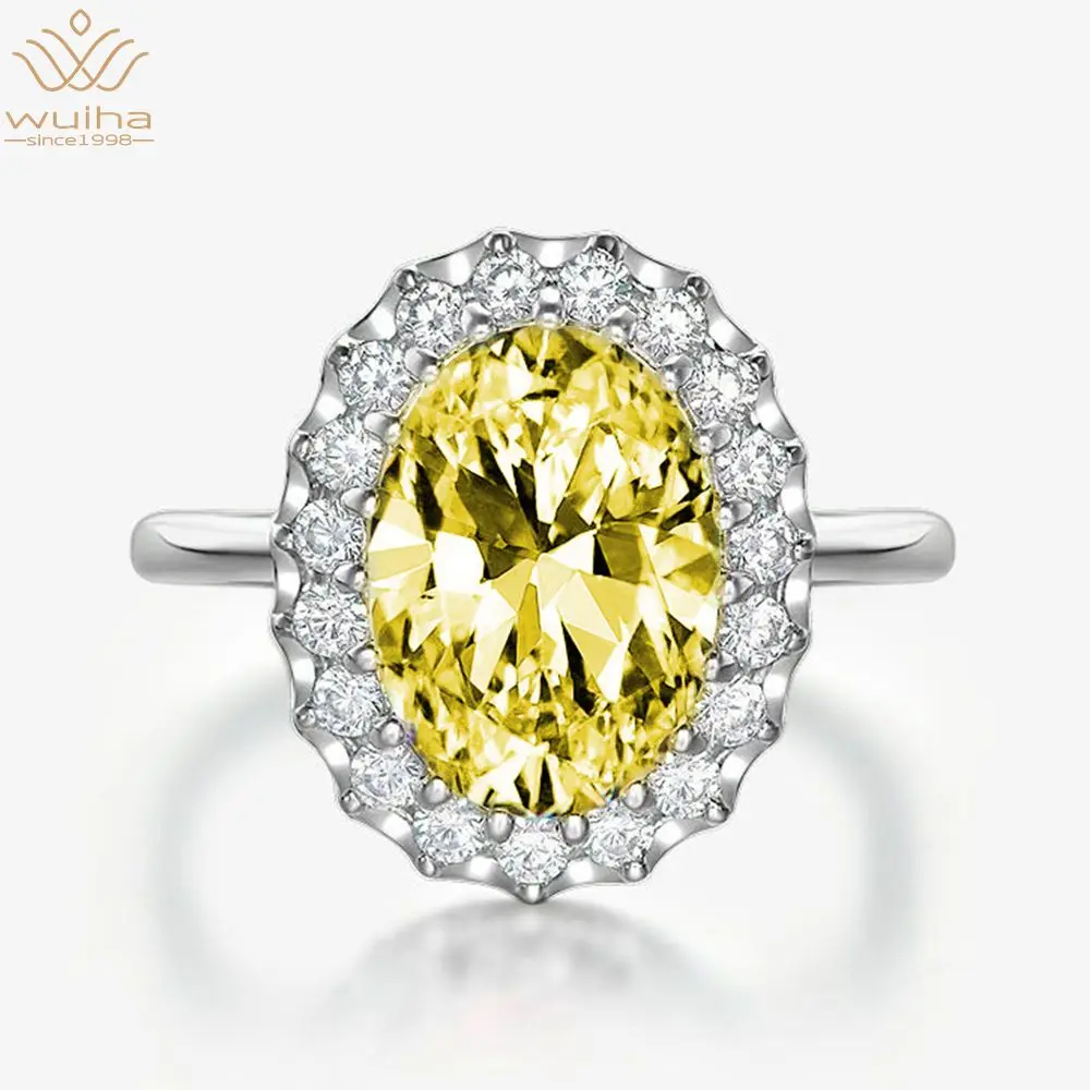 

Классические кольца WUIHA из стерлингового серебра 925 пробы с овальной огранкой и Цитрином из муассанита для женщин, Изящные Ювелирные украше...