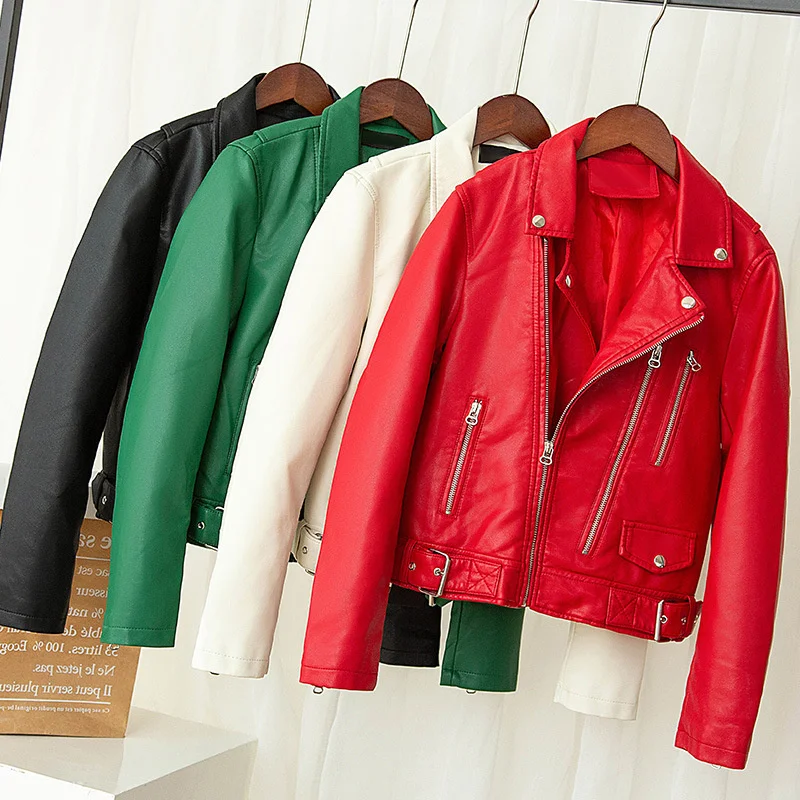 

New slim and slim fashion motorcycle jacket leather women's short fashion in autumn