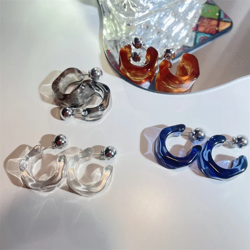 

Hot Sale Retro Geometric Design Rhombus Transparent Acrylic Earrings Creative All-match High-quality Women's Jewelry