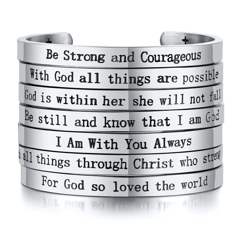 Vnox с гравировкой "For God so Love the world John 3:16" вдохновляющие библейские цитаты браслеты-манжеты для женщин и мужчин