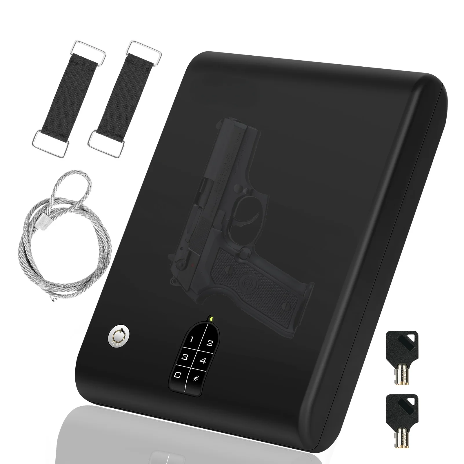 

Portable Gun Safe Quick-Access Pistol Safes for Multiple Handguns&Ammo with Touch Screen Digital Password Jewelry Safes Box