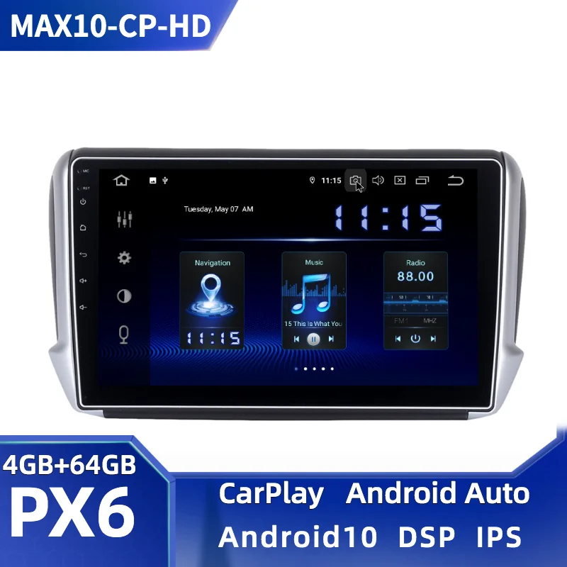 

Android 11 автомобильное радио GPS для Peugeot 208 2008 год 2012-2017 DSP CarPlay Android Auto 10,2 "HD экран мультимедиа