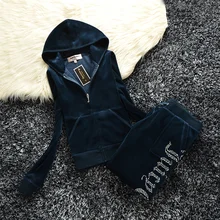 Autumn Winter 2021 Womens Brand Velvet Fabric Tracksuits Velour Suit Women Track Suit Hoodies And Pants Fat Sister Sportswear