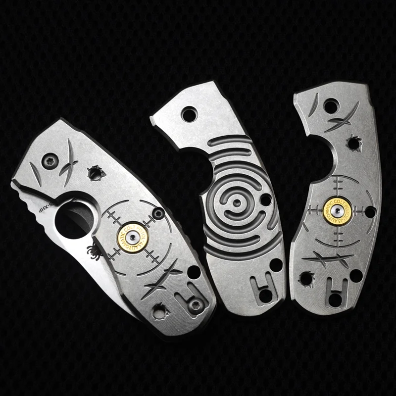 

1 PC Titanium Alloy CNC Custom Made Spyderco C158 Folding Knife Handle Grips Patch No-slip Holder Scale DIY Accessories Part EDC