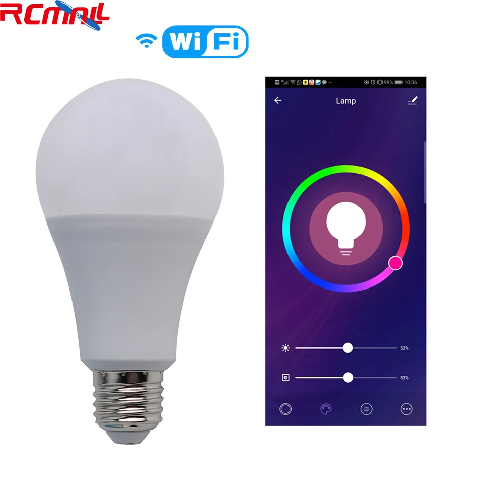 Умная лампа RGB с Wi-Fi голосовым управлением работает Tuya Smart Life Alexa Google IFTTT E27 RGBW 90-250 В 2