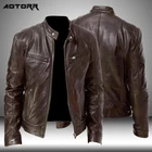 Мужская зимняя кожаная куртка, осенняя Новая модная винтажная куртка из искусственной кожи, мужские мотоциклетные куртки, высококачественная повседневная куртка