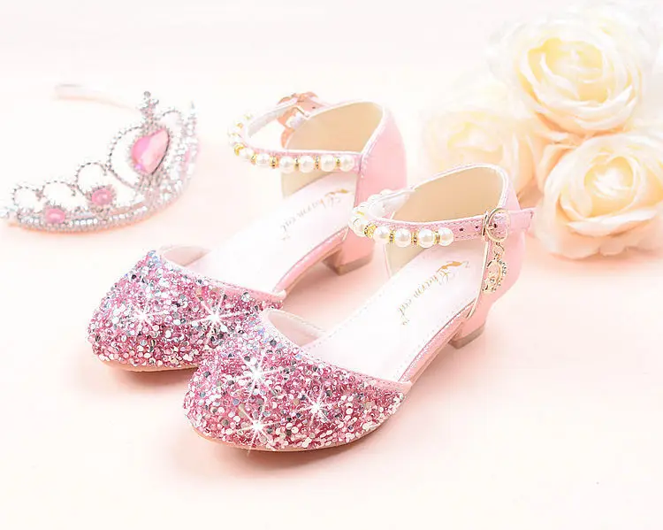 Туфли принцессы с бантом для девочек туфли на высоком каблуке детские летние