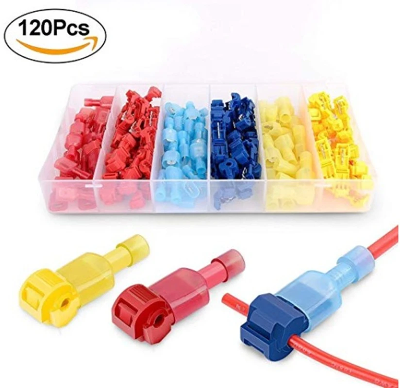 120 шт. синий красный желтый провода Кабельные соединители t-краны и мужской