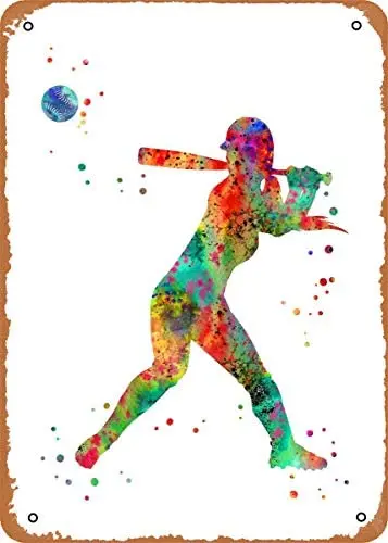 Винтажный металлический знак спортивная девушка софтбол плеер 8 дюймов x 12