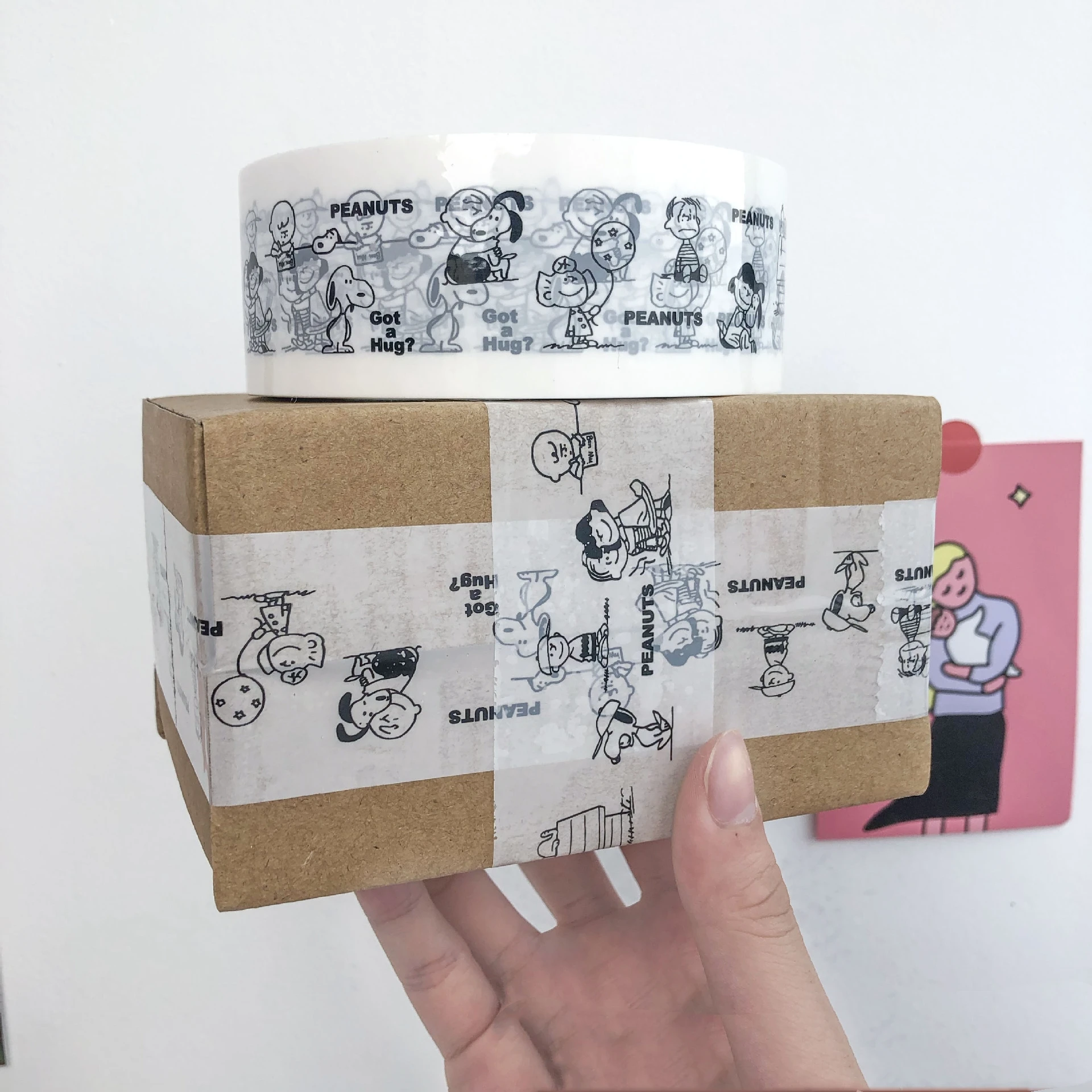 1 шт. упаковочная лента с изображением героев мультфильма «Peanuts Rogue Dog Kawaii», большой рулон, 120 метров, белая нижняя лента с милым мультипликационным принтом