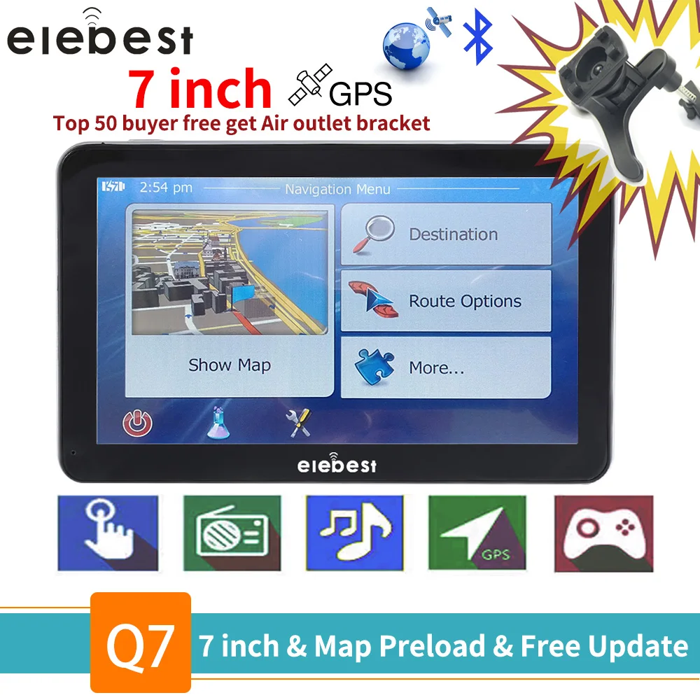 Gps навигатор elebest с сенсорным экраном 7 дюймов gps для автомобиля грузовика